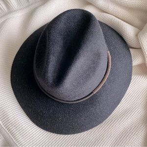 BRUNELLO CUCINELLI FELT MONILI LEATHER TRIM HAT ELEGANT MODERN LUXURY M